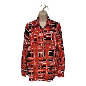 Susan Graver Top Women’s Size US 4 Long Sleeve Button Front Shirt Blouse